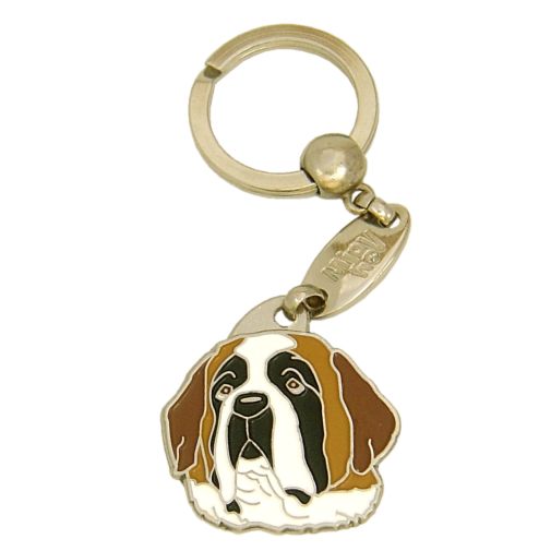 Custom personalized dog name tag St. bernard

This unique, cute and quality dog id tag is offered with laser engraved name and phone no. or your custom text. Stainless steel split ring for easy attachment to your pets collar. All items are also available as keychains.
Gift for dogs and dog lovers.

Color: colored/silver
Size: 33 x 34 mm

Engraving area: 22 x 16 mm
Laser engraving personalization on the back side is included in the price. Enter the text you wish to have engraved. Suggestion: dog's name and phone number. We engrave on the back side of the tag. Engraving will be centered and easy to read. If you go over the recommended count then the text becomes smaller, and harder to read.

Metal, chrome plated dog tag or key ring. 
Hand made, hand colored, made in Slovenia. 

In stock.
