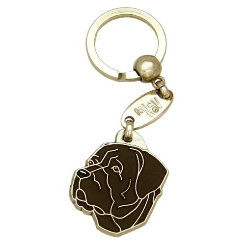 Custom personalized dog name tag Cane corso brindle

This unique, cute and quality dog id tag is offered with laser engraved name and phone no. or your custom text. Stainless steel split ring for easy attachment to your pets collar. All items are also available as keychains.
Gift for dogs and dog lovers.

Color: colored/silver
Size: 31 x 36 mm

Engraving area: 20 x 18 mm
Laser engraving personalization on the back side is included in the price. Enter the text you wish to have engraved. Suggestion: dog's name and phone number. We engrave on the back side of the tag. Engraving will be centered and easy to read. If you go over the recommended count then the text becomes smaller, and harder to read.

Metal, chrome plated dog tag or key ring. 
Hand made, hand colored, made in Slovenia. 

In stock.
