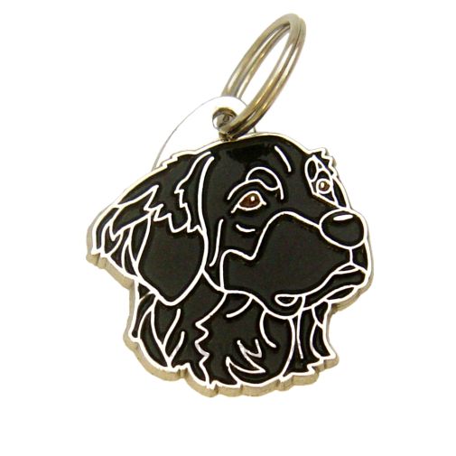 Custom personalized dog name tag HOVAWART BLACK
Color: colored/silver 
Dim:  32 x 35 mm
Engraving area: 
22 x 16 mm
Metal, chrome plated pet tag.
 
Personalized laser engraving on the back side included.

Hand made 
MADE IN SLOVENIA

In stock.
