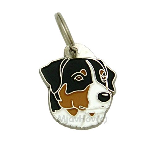 Custom personalized dog name tag Appenzeller mountain dog

This unique, cute and quality dog id tag is offered with laser engraved name and phone no. or your custom text. Stainless steel split ring for easy attachment to your pets collar. All items are also available as keychains.
Gift for dogs and dog lovers.

Color: colored/silver
Size: 28 x 32 mm

Engraving area: 20 x 15 mm
Laser engraving personalization on the back side is included in the price. Enter the text you wish to have engraved. Suggestion: dog's name and phone number. We engrave on the back side of the tag. Engraving will be centered and easy to read. If you go over the recommended count then the text becomes smaller, and harder to read.

Metal, chrome plated dog tag or key ring. 
Hand made, hand colored, made in Slovenia. 

In stock.
