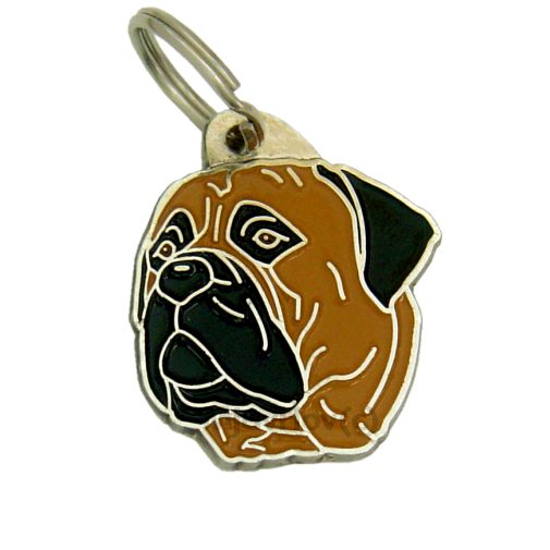 Custom personalized dog name tag Bullmastiff

This unique, cute and quality dog id tag is offered with laser engraved name and phone no. or your custom text. Stainless steel split ring for easy attachment to your pets collar. All items are also available as keychains.
Gift for dogs and dog lovers.

Color: colored/silver
Size: 30 x 34 mm

Engraving area: 20 x 18 mm
Laser engraving personalization on the back side is included in the price. Enter the text you wish to have engraved. Suggestion: dog's name and phone number. We engrave on the back side of the tag. Engraving will be centered and easy to read. If you go over the recommended count then the text becomes smaller, and harder to read.

Metal, chrome plated dog tag or key ring. 
Hand made, hand colored, made in Slovenia. 

In stock.
