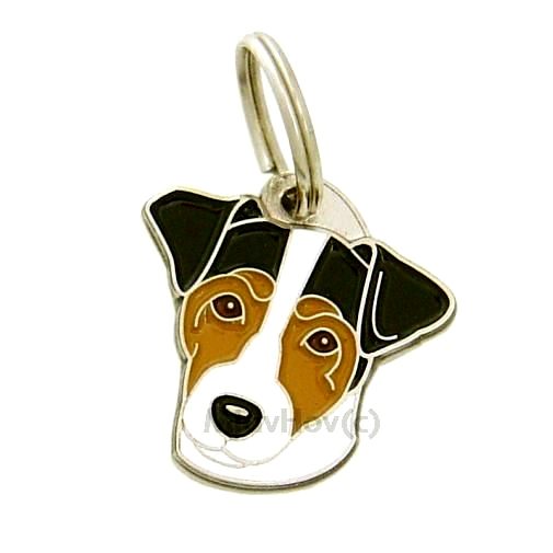 Custom personalized dog name tag Russell terrier tricolor

This unique, cute and quality dog id tag is offered with laser engraved name and phone no. or your custom text. Stainless steel split ring for easy attachment to your pets collar. All items are also available as keychains.
Gift for dogs and dog lovers.

Color: colored/silver
Size: 28 x 29 mm

Engraving area: 17 x 12 mm
Laser engraving personalization on the back side is included in the price. Enter the text you wish to have engraved. Suggestion: dog's name and phone number. We engrave on the back side of the tag. Engraving will be centered and easy to read. If you go over the recommended count then the text becomes smaller, and harder to read.

Metal, chrome plated dog tag or key ring. 
Hand made, hand colored, made in Slovenia. 

In stock.
