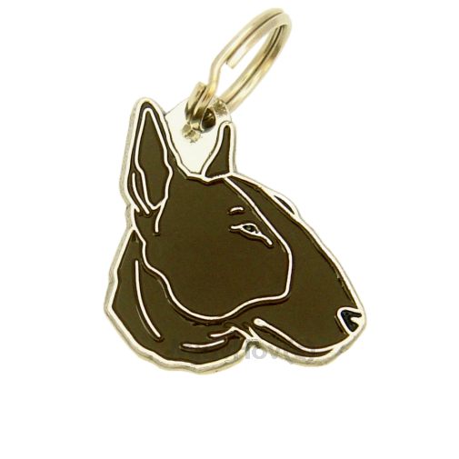 Custom personalized dog name tag Bull terrier brindle

This unique, cute and quality dog id tag is offered with laser engraved name and phone no. or your custom text. Stainless steel split ring for easy attachment to your pets collar. All items are also available as keychains.
Gift for dogs and dog lovers.

Color: colored/silver
Size: 30 x 32 mm

Engraving area: 20 x 12 mm
Laser engraving personalization on the back side is included in the price. Enter the text you wish to have engraved. Suggestion: dog's name and phone number. We engrave on the back side of the tag. Engraving will be centered and easy to read. If you go over the recommended count then the text becomes smaller, and harder to read.

Metal, chrome plated dog tag or key ring. 
Hand made, hand colored, made in Slovenia. 

In stock.

