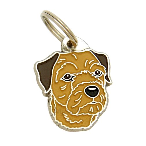 Custom personalized dog name tag Border terrier brown

This unique, cute and quality dog id tag is offered with laser engraved name and phone no. or your custom text. Stainless steel split ring for easy attachment to your pets collar. All items are also available as keychains.
Gift for dogs and dog lovers.

Color: colored/silver
Size: 26 x 32 mm

Engraving area: 18 x 18 mm
Laser engraving personalization on the back side is included in the price. Enter the text you wish to have engraved. Suggestion: dog's name and phone number. We engrave on the back side of the tag. Engraving will be centered and easy to read. If you go over the recommended count then the text becomes smaller, and harder to read.

Metal, chrome plated dog tag or key ring. 
Hand made, hand colored, made in Slovenia. 

In stock.
