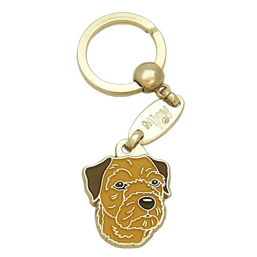 Custom personalized dog name tag Border terrier brown

This unique, cute and quality dog id tag is offered with laser engraved name and phone no. or your custom text. Stainless steel split ring for easy attachment to your pets collar. All items are also available as keychains.
Gift for dogs and dog lovers.

Color: colored/silver
Size: 26 x 32 mm

Engraving area: 18 x 18 mm
Laser engraving personalization on the back side is included in the price. Enter the text you wish to have engraved. Suggestion: dog's name and phone number. We engrave on the back side of the tag. Engraving will be centered and easy to read. If you go over the recommended count then the text becomes smaller, and harder to read.

Metal, chrome plated dog tag or key ring. 
Hand made, hand colored, made in Slovenia. 

In stock.

