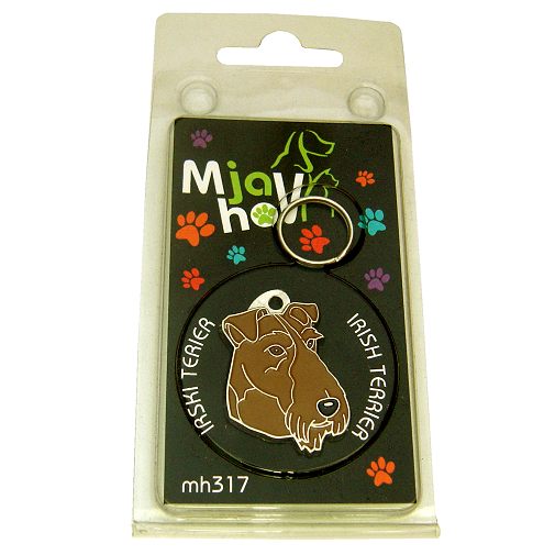 Custom personalized dog name tag Irish terrier

This unique, cute and quality dog id tag is offered with laser engraved name and phone no. or your custom text. Stainless steel split ring for easy attachment to your pets collar. All items are also available as keychains.
Gift for dogs and dog lovers.

Color: colored/silver
Size: 24 x 35 mm

Engraving area: 20 x 15 mm
Laser engraving personalization on the back side is included in the price. Enter the text you wish to have engraved. Suggestion: dog's name and phone number. We engrave on the back side of the tag. Engraving will be centered and easy to read. If you go over the recommended count then the text becomes smaller, and harder to read.

Metal, chrome plated dog tag or key ring. 
Hand made, hand colored, made in Slovenia. 

In stock.
