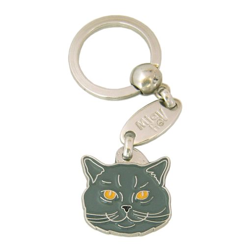 Custom personalized cat name tag British shorthair

This unique, cute and quality cat id tag is offered with laser engraved name and phone no. or your custom text. Stainless steel split ring for easy attachment to your pets collar. All items are also available as keychains.
Gift for cats and cat lovers.

Color: colored/silver
Size: 26 x 26 mm

Engraving area: 20 x 14 mm
Laser engraving personalization on the back side is included in the price. Enter the text you wish to have engraved. Suggestion: cat's name and phone number. We engrave on the back side of the tag. Engraving will be centered and easy to read. If you go over the recommended count then the text becomes smaller, and harder to read.

Metal, chrome plated cat tag or key ring. 
Hand made, hand colored, made in Slovenia. 

In stock.
