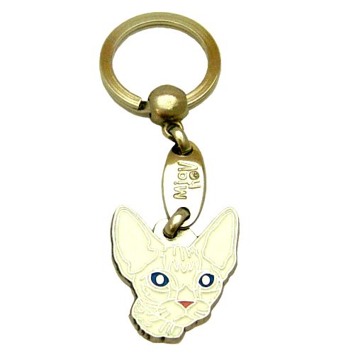 Custom personalized cat name tag Devon rex white

This unique, cute and quality cat id tag is offered with laser engraved name and phone no. or your custom text. Stainless steel split ring for easy attachment to your pets collar. All items are also available as keychains.
Gift for cats and cat lovers.

Color: colored/silver
Size: 27 x 32 mm

Engraving area: 18 x 12 mm
Laser engraving personalization on the back side is included in the price. Enter the text you wish to have engraved. Suggestion: cat's name and phone number. We engrave on the back side of the tag. Engraving will be centered and easy to read. If you go over the recommended count then the text becomes smaller, and harder to read.

Metal, chrome plated cat tag or key ring. 
Hand made, hand colored, made in Slovenia. 

In stock.
