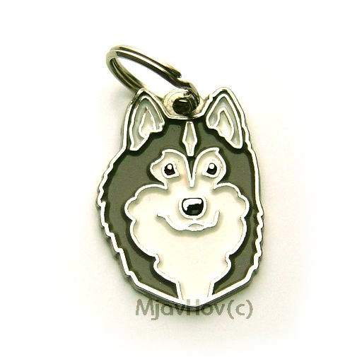 Custom personalized dog name tag ALASKAN MALAMUTE
Color: colored/silver 
Dim:  26 x 35 mm
Engraving area: 
22 x 23 mm
Metal, chrome plated pet tag.
 
Personalized laser engraving on the back side included.

Hand made 
MADE IN SLOVENIA

In stock.
