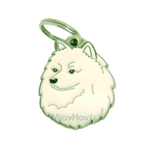 Custom personalized dog name tag German spitz white

This unique, cute and quality dog id tag is offered with laser engraved name and phone no. or your custom text. Stainless steel split ring for easy attachment to your pets collar. All items are also available as keychains.
Gift for dogs and dog lovers.

Color: colored/silver
Size: 27 x 36 mm

Engraving area: 20 x 20 mm
Laser engraving personalization on the back side is included in the price. Enter the text you wish to have engraved. Suggestion: dog's name and phone number. We engrave on the back side of the tag. Engraving will be centered and easy to read. If you go over the recommended count then the text becomes smaller, and harder to read.

Metal, chrome plated dog tag or key ring. 
Hand made, hand colored, made in Slovenia. 

In stock.
