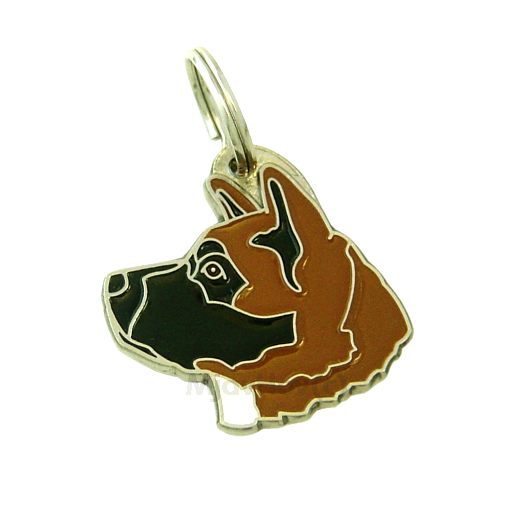 ﻿Namnbricka för hund med personlig gravyr Akita svart röd

Färg: färgat/silver 
Storleken på den hängande: 33 x 33 mm
Maximal storlek gravyr: 22 x 15 mm

Brickorna är kvalitativa, kromade och handmålade.
 
Lasergraverade inskription på baksidan av hundbricka ingår i priset.

Alla ID-brickor levereras med en ring, för enkel och säker montering på djurets halsband.

Handgjorda, tillverkade i Slovenien.

På lager.
