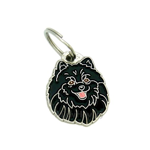 Custom personalized dog name tag Pomeranian black

This unique, cute and quality dog id tag is offered with laser engraved name and phone no. or your custom text. Stainless steel split ring for easy attachment to your pets collar. All items are also available as keychains.
Gift for dogs and dog lovers.

Color: colored/silver
Size: 24 x 30 mm

Engraving area: 19 x 15 mm
Laser engraving personalization on the back side is included in the price. Enter the text you wish to have engraved. Suggestion: dog's name and phone number. We engrave on the back side of the tag. Engraving will be centered and easy to read. If you go over the recommended count then the text becomes smaller, and harder to read.

Metal, chrome plated dog tag or key ring. 
Hand made, hand colored, made in Slovenia. 

In stock.
