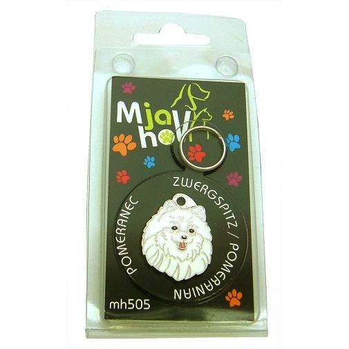 Custom personalized dog name tag Pomeranian white

This unique, cute and quality dog id tag is offered with laser engraved name and phone no. or your custom text. Stainless steel split ring for easy attachment to your pets collar. All items are also available as keychains.
Gift for dogs and dog lovers.

Color: colored/silver
Size: 24 x 30 mm

Engraving area: 19 x 15 mm
Laser engraving personalization on the back side is included in the price. Enter the text you wish to have engraved. Suggestion: dog's name and phone number. We engrave on the back side of the tag. Engraving will be centered and easy to read. If you go over the recommended count then the text becomes smaller, and harder to read.

Metal, chrome plated dog tag or key ring. 
Hand made, hand colored, made in Slovenia. 

In stock.
