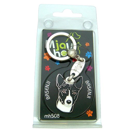 Custom personalized dog name tag Basenji black and white

This unique, cute and quality dog id tag is offered with laser engraved name and phone no. or your custom text. Stainless steel split ring for easy attachment to your pets collar. All items are also available as keychains.
Gift for dogs and dog lovers.

Color: colored/silver
Size: 34 x 24 mm

Engraving area: 20 x 14 mm
Laser engraving personalization on the back side is included in the price. Enter the text you wish to have engraved. Suggestion: dog's name and phone number. We engrave on the back side of the tag. Engraving will be centered and easy to read. If you go over the recommended count then the text becomes smaller, and harder to read.

Metal, chrome plated dog tag or key ring. 
Hand made, hand colored, made in Slovenia. 

In stock.
