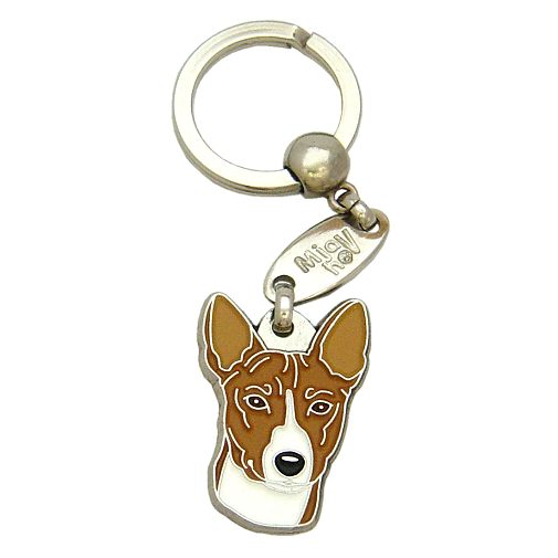 Custom personalized dog name tag Basenji

This unique, cute and quality dog id tag is offered with laser engraved name and phone no. or your custom text. Stainless steel split ring for easy attachment to your pets collar. All items are also available as keychains.
Gift for dogs and dog lovers.

Color: colored/silver
Size: 34 x 24 mm

Engraving area: 20 x 14 mm
Laser engraving personalization on the back side is included in the price. Enter the text you wish to have engraved. Suggestion: dog's name and phone number. We engrave on the back side of the tag. Engraving will be centered and easy to read. If you go over the recommended count then the text becomes smaller, and harder to read.

Metal, chrome plated dog tag or key ring. 
Hand made, hand colored, made in Slovenia. 

In stock.
