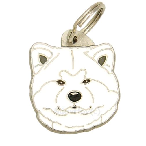 Custom personalized dog name tag Akita inu white

This unique, cute and quality dog id tag is offered with laser engraved name and phone no. or your custom text. Stainless steel split ring for easy attachment to your pets collar. All items are also available as keychains.
Gift for dogs and dog lovers.

Color: colored/silver
Size: 29 x 33 mm

Engraving area: 22 x 20 mm
Laser engraving personalization on the back side is included in the price. Enter the text you wish to have engraved. Suggestion: dog's name and phone number. We engrave on the back side of the tag. Engraving will be centered and easy to read. If you go over the recommended count then the text becomes smaller, and harder to read.

Metal, chrome plated dog tag or key ring. 
Hand made, hand colored, made in Slovenia. 

In stock.
