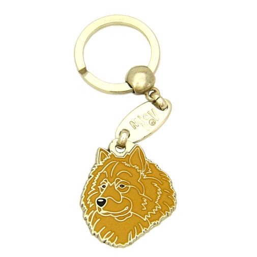 Custom personalized dog name tag Eurasier fawn no mask

This unique, cute and quality dog id tag is offered with laser engraved name and phone no. or your custom text. Stainless steel split ring for easy attachment to your pets collar. All items are also available as keychains.
Gift for dogs and dog lovers.

Color: colored/silver
Size: 29 x 34 mm

Engraving area: 20 x 15 mm
Laser engraving personalization on the back side is included in the price. Enter the text you wish to have engraved. Suggestion: dog's name and phone number. We engrave on the back side of the tag. Engraving will be centered and easy to read. If you go over the recommended count then the text becomes smaller, and harder to read.

Metal, chrome plated dog tag or key ring. 
Hand made, hand colored, made in Slovenia. 

In stock.
