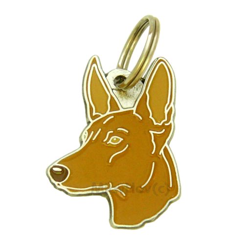 Custom personalized dog name tag Pharaoh hound

This unique, cute and quality dog id tag is offered with laser engraved name and phone no. or your custom text. Stainless steel split ring for easy attachment to your pets collar. All items are also available as keychains.
Gift for dogs and dog lovers.

Color: colored/silver
Size: 27 x 37 mm

Engraving area: 20 x 16 mm
Laser engraving personalization on the back side is included in the price. Enter the text you wish to have engraved. Suggestion: dog's name and phone number. We engrave on the back side of the tag. Engraving will be centered and easy to read. If you go over the recommended count then the text becomes smaller, and harder to read.

Metal, chrome plated dog tag or key ring. 
Hand made, hand colored, made in Slovenia. 

In stock.
