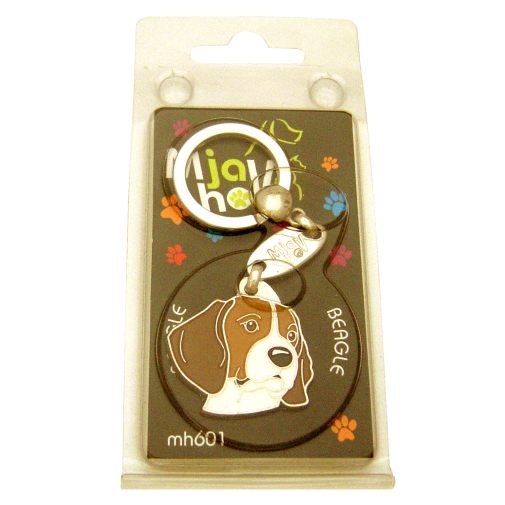 Custom personalized dog name tag BEAGLE
Color: colored/silver 
Dim: 33 x 32 mm
Engraving area: 
19 x 16 mm
Metal, chrome plated pet tag.
 
Personalized laser engraving on the back side included.

Hand made 
MADE IN SLOVENIA

In stock.
