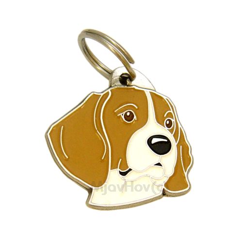 Custom personalized dog name tag Beagle white brown

This unique, cute and quality dog id tag is offered with laser engraved name and phone no. or your custom text. Stainless steel split ring for easy attachment to your pets collar. All items are also available as keychains.
Gift for dogs and dog lovers.

Color: colored/silver
Size: 33 x 32 mm

Engraving area: 21 x 16 mm
Laser engraving personalization on the back side is included in the price. Enter the text you wish to have engraved. Suggestion: dog's name and phone number. We engrave on the back side of the tag. Engraving will be centered and easy to read. If you go over the recommended count then the text becomes smaller, and harder to read.

Metal, chrome plated dog tag or key ring. 
Hand made, hand colored, made in Slovenia. 

In stock.
