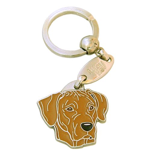 Custom personalized dog name tag Rhodesian ridgeback

This unique, cute and quality dog id tag is offered with laser engraved name and phone no. or your custom text. Stainless steel split ring for easy attachment to your pets collar. All items are also available as keychains.
Gift for dogs and dog lovers.

Color: colored/silver
Size: 33 x 33 mm

Engraving area: 21 x 15 mm
Laser engraving personalization on the back side is included in the price. Enter the text you wish to have engraved. Suggestion: dog's name and phone number. We engrave on the back side of the tag. Engraving will be centered and easy to read. If you go over the recommended count then the text becomes smaller, and harder to read.

Metal, chrome plated dog tag or key ring. 
Hand made, hand colored, made in Slovenia. 

In stock.
