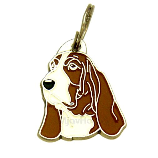 Custom personalized dog name tag Basset hound brown

This unique, cute and quality dog id tag is offered with laser engraved name and phone no. or your custom text. Stainless steel split ring for easy attachment to your pets collar. All items are also available as keychains.
Gift for dogs and dog lovers.

Color: colored/silver
Size: 29 x 35 mm

Engraving area: 20 x 18 mm
Laser engraving personalization on the back side is included in the price. Enter the text you wish to have engraved. Suggestion: dog's name and phone number. We engrave on the back side of the tag. Engraving will be centered and easy to read. If you go over the recommended count then the text becomes smaller, and harder to read.

Metal, chrome plated dog tag or key ring. 
Hand made, hand colored, made in Slovenia. 

In stock.
