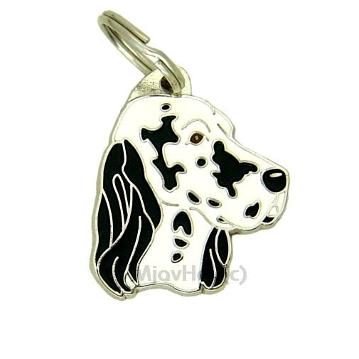 Custom personalized dog name tag English setter blue belton

This unique, cute and quality dog id tag is offered with laser engraved name and phone no. or your custom text. Stainless steel split ring for easy attachment to your pets collar. All items are also available as keychains.
Gift for dogs and dog lovers.

Color: colored/silver
Size: 31 x 35 mm

Engraving area: 20 x 12 mm
Laser engraving personalization on the back side is included in the price. Enter the text you wish to have engraved. Suggestion: dog's name and phone number. We engrave on the back side of the tag. Engraving will be centered and easy to read. If you go over the recommended count then the text becomes smaller, and harder to read.

Metal, chrome plated dog tag or key ring. 
Hand made, hand colored, made in Slovenia. 

In stock.
