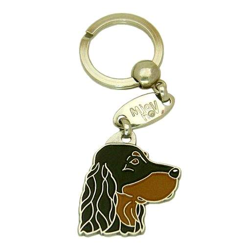 Custom personalized dog name tag Gordon setter

This unique, cute and quality dog id tag is offered with laser engraved name and phone no. or your custom text. Stainless steel split ring for easy attachment to your pets collar. All items are also available as keychains.
Gift for dogs and dog lovers.

Color: colored/silver
Size: 33 x 35 mm

Engraving area: 20 x 12 mm
Laser engraving personalization on the back side is included in the price. Enter the text you wish to have engraved. Suggestion: dog's name and phone number. We engrave on the back side of the tag. Engraving will be centered and easy to read. If you go over the recommended count then the text becomes smaller, and harder to read.

Metal, chrome plated dog tag or key ring. 
Hand made, hand colored, made in Slovenia. 

In stock.
