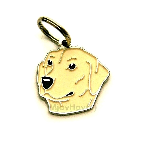 Custom personalized dog name tag Labrador retriever cream

This unique, cute and quality dog id tag is offered with laser engraved name and phone no. or your custom text. Stainless steel split ring for easy attachment to your pets collar. All items are also available as keychains.
Gift for dogs and dog lovers.

Color: colored/silver
Size: 30 x 32 mm

Engraving area: 20 x 17 mm
Laser engraving personalization on the back side is included in the price. Enter the text you wish to have engraved. Suggestion: dog's name and phone number. We engrave on the back side of the tag. Engraving will be centered and easy to read. If you go over the recommended count then the text becomes smaller, and harder to read.

Metal, chrome plated dog tag or key ring. 
Hand made, hand colored, made in Slovenia. 

In stock.
