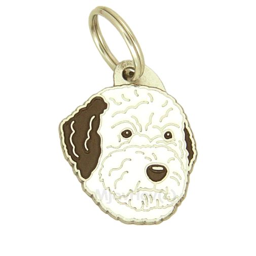 Custom personalized dog name tag Lagotto romagnolo brown white

This unique, cute and quality dog id tag is offered with laser engraved name and phone no. or your custom text. Stainless steel split ring for easy attachment to your pets collar. All items are also available as keychains.
Gift for dogs and dog lovers.

Color: colored/silver
Size: 32 x 34 mm

Engraving area: 20 x 15 mm
Laser engraving personalization on the back side is included in the price. Enter the text you wish to have engraved. Suggestion: dog's name and phone number. We engrave on the back side of the tag. Engraving will be centered and easy to read. If you go over the recommended count then the text becomes smaller, and harder to read.

Metal, chrome plated dog tag or key ring. 
Hand made, hand colored, made in Slovenia. 

In stock.
