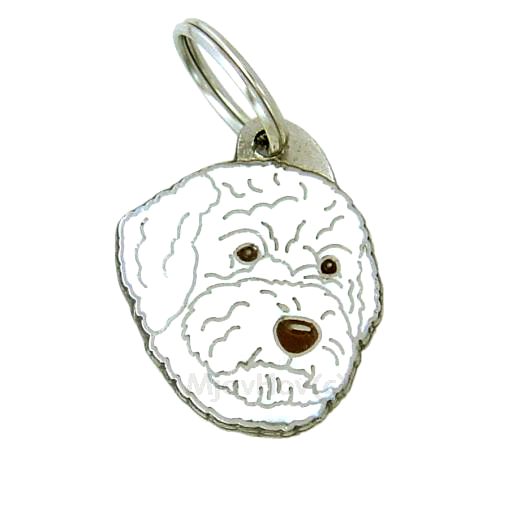 Custom personalized dog name tag Lagotto romagnolo white

This unique, cute and quality dog id tag is offered with laser engraved name and phone no. or your custom text. Stainless steel split ring for easy attachment to your pets collar. All items are also available as keychains.
Gift for dogs and dog lovers.

Color: colored/silver
Size: 32 x 34 mm

Engraving area: 20 x 15 mm
Laser engraving personalization on the back side is included in the price. Enter the text you wish to have engraved. Suggestion: dog's name and phone number. We engrave on the back side of the tag. Engraving will be centered and easy to read. If you go over the recommended count then the text becomes smaller, and harder to read.

Metal, chrome plated dog tag or key ring. 
Hand made, hand colored, made in Slovenia. 

In stock.
