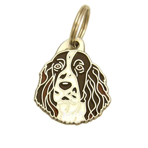 Custom personalized dog name tag Springer spaniel

This unique, cute and quality dog id tag is offered with laser engraved name and phone no. or your custom text. Stainless steel split ring for easy attachment to your pets collar. All items are also available as keychains.
Gift for dogs and dog lovers.

Color: colored/silver
Size: 28 x 32 mm

Engraving area: 20 x 15 mm
Laser engraving personalization on the back side is included in the price. Enter the text you wish to have engraved. Suggestion: dog's name and phone number. We engrave on the back side of the tag. Engraving will be centered and easy to read. If you go over the recommended count then the text becomes smaller, and harder to read.

Metal, chrome plated dog tag or key ring. 
Hand made, hand colored, made in Slovenia. 

In stock.

