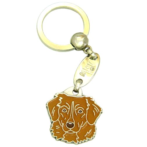 Custom personalized dog name tag Nova scotia duck tolling retriever-toller brown

This unique, cute and quality dog id tag is offered with laser engraved name and phone no. or your custom text. Stainless steel split ring for easy attachment to your pets collar. All items are also available as keychains.
Gift for dogs and dog lovers.

Color: colored/silver
Size: 29 x 30 mm

Engraving area: 20 x 15 mm
Laser engraving personalization on the back side is included in the price. Enter the text you wish to have engraved. Suggestion: dog's name and phone number. We engrave on the back side of the tag. Engraving will be centered and easy to read. If you go over the recommended count then the text becomes smaller, and harder to read.

Metal, chrome plated dog tag or key ring. 
Hand made, hand colored, made in Slovenia. 

In stock.
