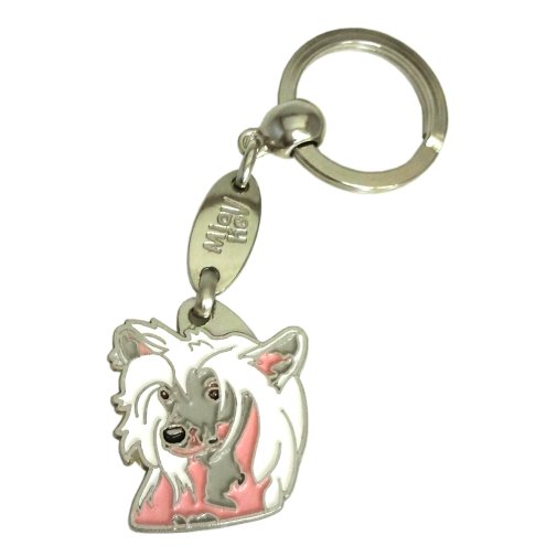 Custom personalized dog name tag CHINESE CRESTED DOG
Color: colored/silver 
Dim: 29 x 33 mm
Engraving area: 
20 x 16 mm
Metal, chrome plated pet tag.
 
Personalized laser engraving on the back side included.

Hand made 
MADE IN SLOVENIA

In stock.
