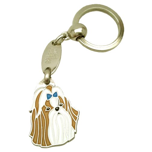 Custom personalized dog name tag Shih-tzu brown blue

This unique, cute and quality dog id tag is offered with laser engraved name and phone no. or your custom text. Stainless steel split ring for easy attachment to your pets collar. All items are also available as keychains.
Gift for dogs and dog lovers.

Color: colored/silver
Size: 22 x 33 mm

Engraving area: 16 x 18 mm
Laser engraving personalization on the back side is included in the price. Enter the text you wish to have engraved. Suggestion: dog's name and phone number. We engrave on the back side of the tag. Engraving will be centered and easy to read. If you go over the recommended count then the text becomes smaller, and harder to read.

Metal, chrome plated dog tag or key ring. 
Hand made, hand colored, made in Slovenia. 

In stock.
