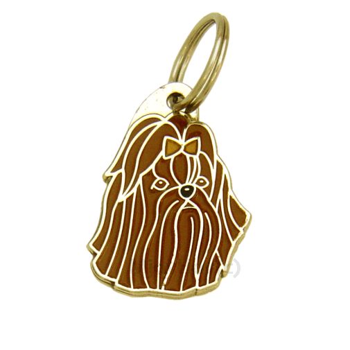 Custom personalized dog name tag Shih-tzu brown

This unique, cute and quality dog id tag is offered with laser engraved name and phone no. or your custom text. Stainless steel split ring for easy attachment to your pets collar. All items are also available as keychains.
Gift for dogs and dog lovers.

Color: colored/silver
Size: 22 x 33 mm

Engraving area: 16 x 18 mm
Laser engraving personalization on the back side is included in the price. Enter the text you wish to have engraved. Suggestion: dog's name and phone number. We engrave on the back side of the tag. Engraving will be centered and easy to read. If you go over the recommended count then the text becomes smaller, and harder to read.

Metal, chrome plated dog tag or key ring. 
Hand made, hand colored, made in Slovenia. 

In stock.
