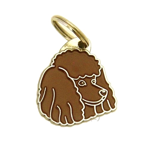 Custom personalized dog name tag Poodle brown

This unique, cute and quality dog id tag is offered with laser engraved name and phone no. or your custom text. Stainless steel split ring for easy attachment to your pets collar. All items are also available as keychains.
Gift for dogs and dog lovers.

Color: colored/silver
Size: 29 x 33 mm

Engraving area: 18 x 16 mm
Laser engraving personalization on the back side is included in the price. Enter the text you wish to have engraved. Suggestion: dog's name and phone number. We engrave on the back side of the tag. Engraving will be centered and easy to read. If you go over the recommended count then the text becomes smaller, and harder to read.

Metal, chrome plated dog tag or key ring. 
Hand made, hand colored, made in Slovenia. 

In stock.
