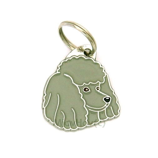 Custom personalized dog name tag Poodle grey

This unique, cute and quality dog id tag is offered with laser engraved name and phone no. or your custom text. Stainless steel split ring for easy attachment to your pets collar. All items are also available as keychains.
Gift for dogs and dog lovers.

Color: colored/silver
Size: 29 x 33 mm

Engraving area: 18 x 16 mm
Laser engraving personalization on the back side is included in the price. Enter the text you wish to have engraved. Suggestion: dog's name and phone number. We engrave on the back side of the tag. Engraving will be centered and easy to read. If you go over the recommended count then the text becomes smaller, and harder to read.

Metal, chrome plated dog tag or key ring. 
Hand made, hand colored, made in Slovenia. 

In stock.
