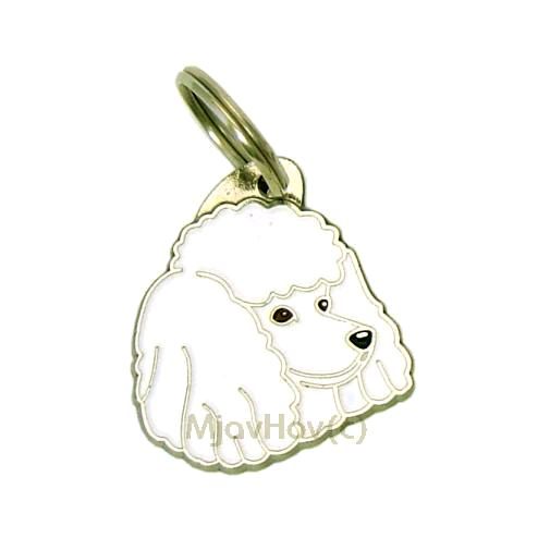 Custom personalized dog name tag Poodle white

This unique, cute and quality dog id tag is offered with laser engraved name and phone no. or your custom text. Stainless steel split ring for easy attachment to your pets collar. All items are also available as keychains.
Gift for dogs and dog lovers.

Color: colored/silver
Size: 29 x 33 mm

Engraving area: 18 x 16 mm
Laser engraving personalization on the back side is included in the price. Enter the text you wish to have engraved. Suggestion: dog's name and phone number. We engrave on the back side of the tag. Engraving will be centered and easy to read. If you go over the recommended count then the text becomes smaller, and harder to read.

Metal, chrome plated dog tag or key ring. 
Hand made, hand colored, made in Slovenia. 

In stock.
