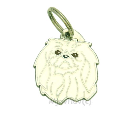 Custom personalized dog name tag Pekingese white

This unique, cute and quality dog id tag is offered with laser engraved name and phone no. or your custom text. Stainless steel split ring for easy attachment to your pets collar. All items are also available as keychains.
Gift for dogs and dog lovers.

Color: colored/silver
Size: 29 x 34 mm

Engraving area: 20 x 18 mm
Laser engraving personalization on the back side is included in the price. Enter the text you wish to have engraved. Suggestion: dog's name and phone number. We engrave on the back side of the tag. Engraving will be centered and easy to read. If you go over the recommended count then the text becomes smaller, and harder to read.

Metal, chrome plated dog tag or key ring. 
Hand made, hand colored, made in Slovenia. 

In stock.
