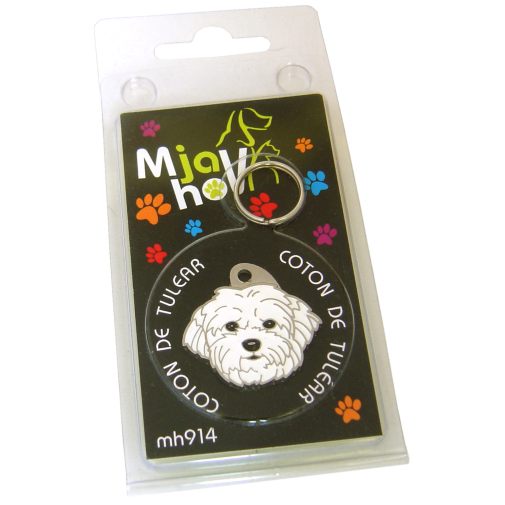 Custom personalized dog name tag Coton de tulear

This unique, cute and quality dog id tag is offered with laser engraved name and phone no. or your custom text. Stainless steel split ring for easy attachment to your pets collar. All items are also available as keychains.
Gift for dogs and dog lovers.

Color: colored/silver
Size: 29 x 32 mm

Engraving area: 20 x 13 mm
Laser engraving personalization on the back side is included in the price. Enter the text you wish to have engraved. Suggestion: dog's name and phone number. We engrave on the back side of the tag. Engraving will be centered and easy to read. If you go over the recommended count then the text becomes smaller, and harder to read.

Metal, chrome plated dog tag or key ring. 
Hand made, hand colored, made in Slovenia. 

In stock.
