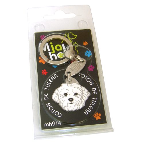 Custom personalized dog name tag Coton de tulear

This unique, cute and quality dog id tag is offered with laser engraved name and phone no. or your custom text. Stainless steel split ring for easy attachment to your pets collar. All items are also available as keychains.
Gift for dogs and dog lovers.

Color: colored/silver
Size: 29 x 32 mm

Engraving area: 20 x 13 mm
Laser engraving personalization on the back side is included in the price. Enter the text you wish to have engraved. Suggestion: dog's name and phone number. We engrave on the back side of the tag. Engraving will be centered and easy to read. If you go over the recommended count then the text becomes smaller, and harder to read.

Metal, chrome plated dog tag or key ring. 
Hand made, hand colored, made in Slovenia. 

In stock.
