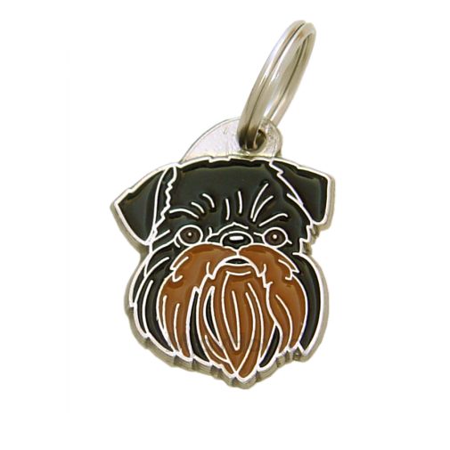 Custom personalized dog name tag Griffon belge black & tan

This unique, cute and quality dog id tag is offered with laser engraved name and phone no. or your custom text. Stainless steel split ring for easy attachment to your pets collar. All items are also available as keychains.
Gift for dogs and dog lovers.

Color: colored/silver
Size: 27 x 32 mm

Engraving area: 20 x 18 mm
Laser engraving personalization on the back side is included in the price. Enter the text you wish to have engraved. Suggestion: dog's name and phone number. We engrave on the back side of the tag. Engraving will be centered and easy to read. If you go over the recommended count then the text becomes smaller, and harder to read.

Metal, chrome plated dog tag or key ring. 
Hand made, hand colored, made in Slovenia. 

In stock.
