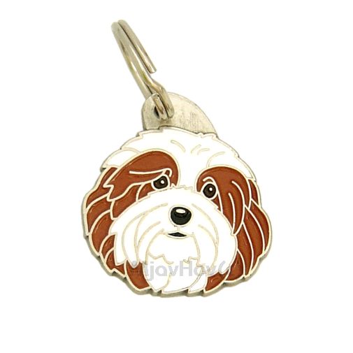 Custom personalized dog name tag HAVANESE WHITE & RED
Color: colored/silver 
Dim:  28 x 31 mm
Engraving area: 
22 x 15 mm
Metal, chrome plated pet tag.
 
Personalized laser engraving on the back side included.

Hand made 
MADE IN SLOVENIA

In stock.
