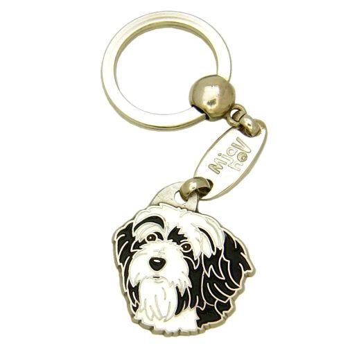 Custom personalized dog name tag Tibetan terrier black and white

This unique, cute and quality dog id tag is offered with laser engraved name and phone no. or your custom text. Stainless steel split ring for easy attachment to your pets collar. All items are also available as keychains.
Gift for dogs and dog lovers.

Color: colored/silver
Size: 29 x 31 mm

Engraving area: 20 x 14 mm
Laser engraving personalization on the back side is included in the price. Enter the text you wish to have engraved. Suggestion: dog's name and phone number. We engrave on the back side of the tag. Engraving will be centered and easy to read. If you go over the recommended count then the text becomes smaller, and harder to read.

Metal, chrome plated dog tag or key ring. 
Hand made, hand colored, made in Slovenia. 

In stock.
