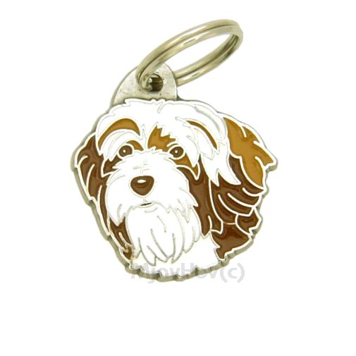 Custom personalized dog name tag Tibetan terrier white brown

This unique, cute and quality dog id tag is offered with laser engraved name and phone no. or your custom text. Stainless steel split ring for easy attachment to your pets collar. All items are also available as keychains.
Gift for dogs and dog lovers.

Color: colored/silver
Size: 29 x 31 mm

Engraving area: 20 x 14 mm
Laser engraving personalization on the back side is included in the price. Enter the text you wish to have engraved. Suggestion: dog's name and phone number. We engrave on the back side of the tag. Engraving will be centered and easy to read. If you go over the recommended count then the text becomes smaller, and harder to read.

Metal, chrome plated dog tag or key ring. 
Hand made, hand colored, made in Slovenia. 

In stock.
