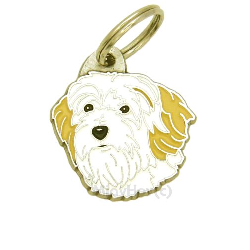 Custom personalized dog name tag Tibetan terrier white and cream

This unique, cute and quality dog id tag is offered with laser engraved name and phone no. or your custom text. Stainless steel split ring for easy attachment to your pets collar. All items are also available as keychains.
Gift for dogs and dog lovers.

Color: colored/silver
Size: 29 x 31 mm

Engraving area: 20 x 14 mm
Laser engraving personalization on the back side is included in the price. Enter the text you wish to have engraved. Suggestion: dog's name and phone number. We engrave on the back side of the tag. Engraving will be centered and easy to read. If you go over the recommended count then the text becomes smaller, and harder to read.

Metal, chrome plated dog tag or key ring. 
Hand made, hand colored, made in Slovenia. 

In stock.
