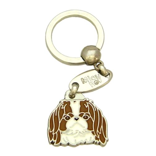 Custom personalized dog name tag Japanese chin white brown

This unique, cute and quality dog id tag is offered with laser engraved name and phone no. or your custom text. Stainless steel split ring for easy attachment to your pets collar. All items are also available as keychains.
Gift for dogs and dog lovers.

Color: colored/silver
Size: 27 x 26 mm

Engraving area: 20 x 14 mm
Laser engraving personalization on the back side is included in the price. Enter the text you wish to have engraved. Suggestion: dog's name and phone number. We engrave on the back side of the tag. Engraving will be centered and easy to read. If you go over the recommended count then the text becomes smaller, and harder to read.

Metal, chrome plated dog tag or key ring. 
Hand made, hand colored, made in Slovenia. 

In stock.
