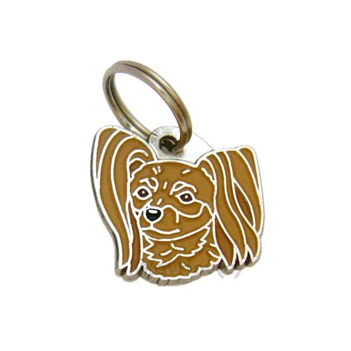 Custom personalized dog name tag RUSSIAN TOY BROWN
Color: colored/silver 
Dim:  28 x 26 mm
Engraving area: 
20 x 12 mm
Metal, chrome plated pet tag.
 
Personalized laser engraving on the back side included.

Hand made 
MADE IN SLOVENIA

In stock.
