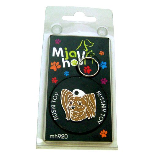Custom personalized dog name tag RUSSIAN TOY BROWN
Color: colored/silver 
Dim:  28 x 26 mm
Engraving area: 
20 x 12 mm
Metal, chrome plated pet tag.
 
Personalized laser engraving on the back side included.

Hand made 
MADE IN SLOVENIA

In stock.
